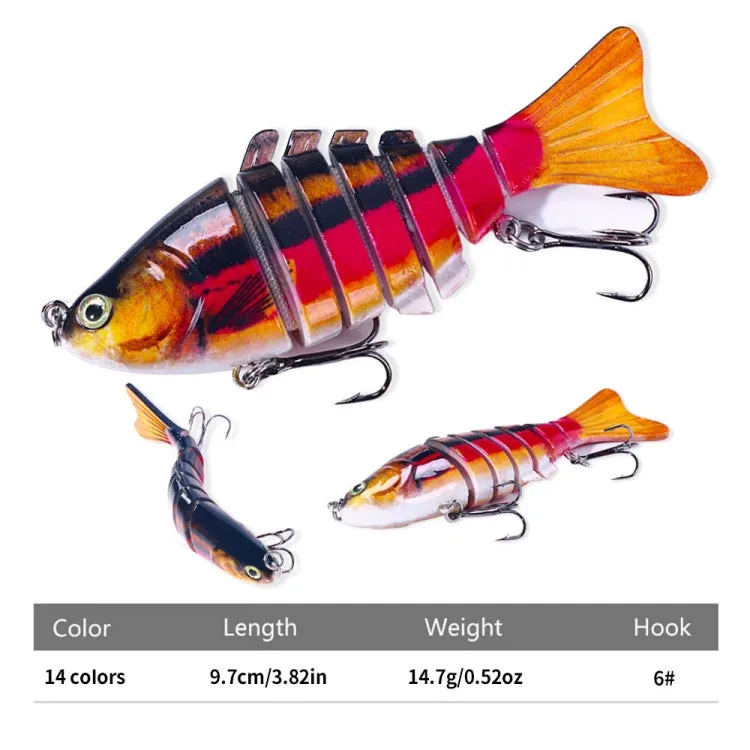HENGJIA JM062 7 Section Fish Fake Lures VIB Minnow Fishing Lures, Size: 10cm 15g(11)