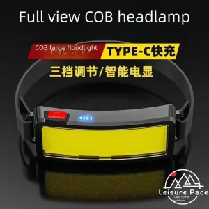 High Brightness COB Headlamp USB Rechargeable Night Fishing Light Outdoor Cycling Floating Button Power Supply LED Light Source