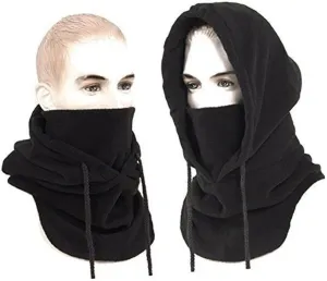 Homoyoyo Windproof Thickened Fleece Ski Face Mask Cap for Cycling Skiing Mountaineering Comfortable Cover for Cold Weather Black