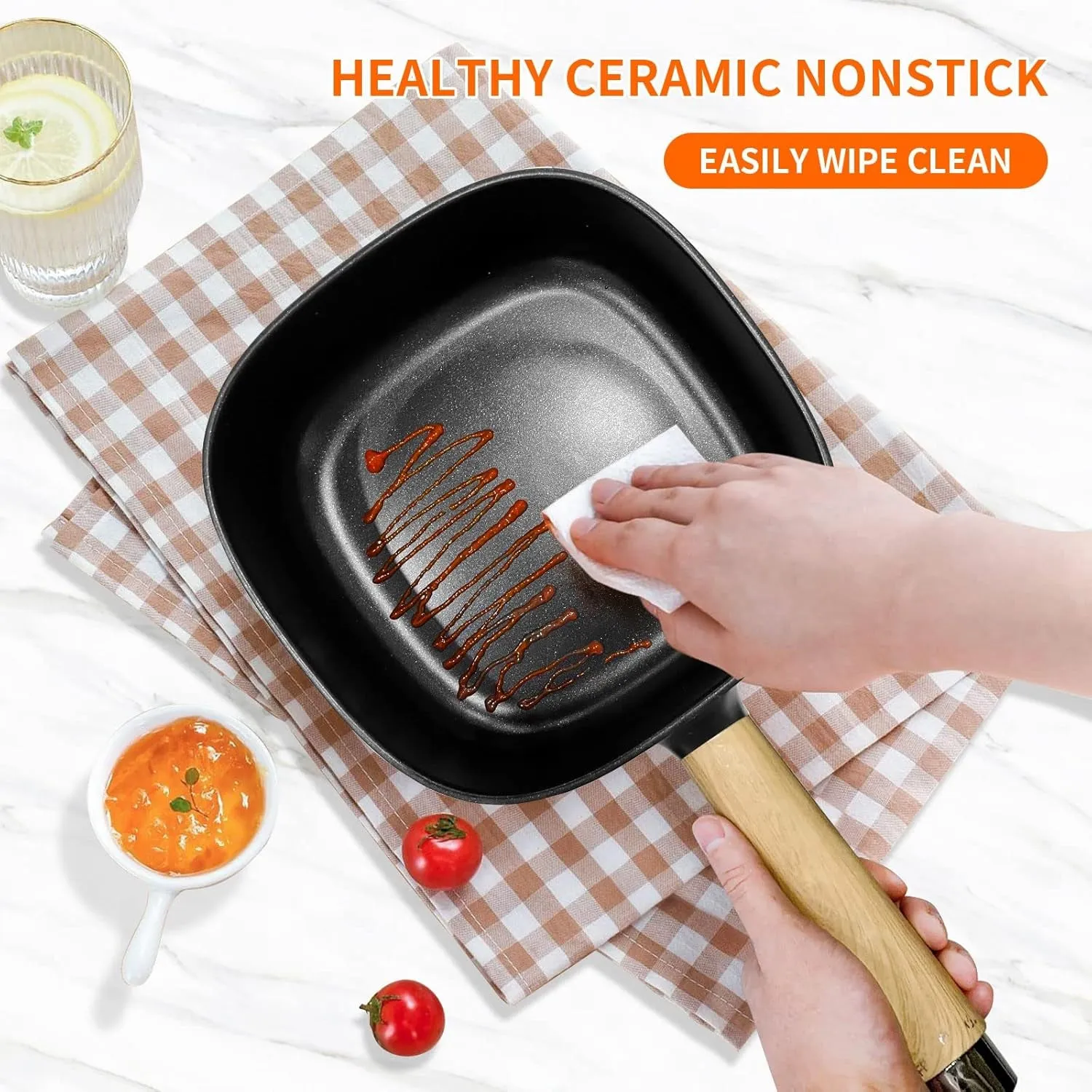 Hot Pot Electric 2L, Cermic Glaze Non-Stick Frying Pan 8 Inch, Portable Travel Cooker for Ramen/Steak/Fried Rice/Oatmeal/Soup