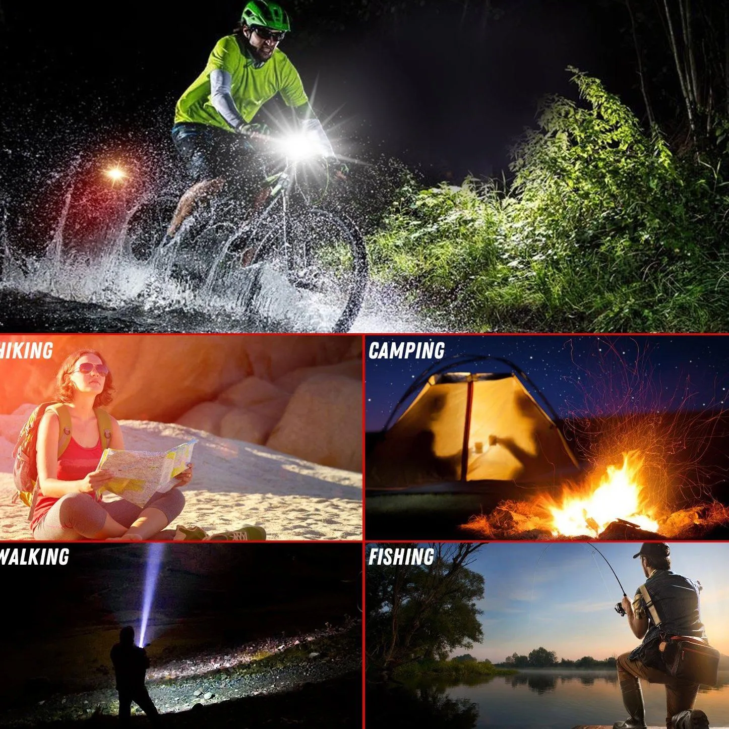 IMAGE Bike Bicycle Light Set with LED Headlights and Rear Lights