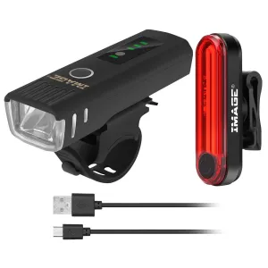 IMAGE Bike Bicycle Light Set with LED Headlights and Rear Lights