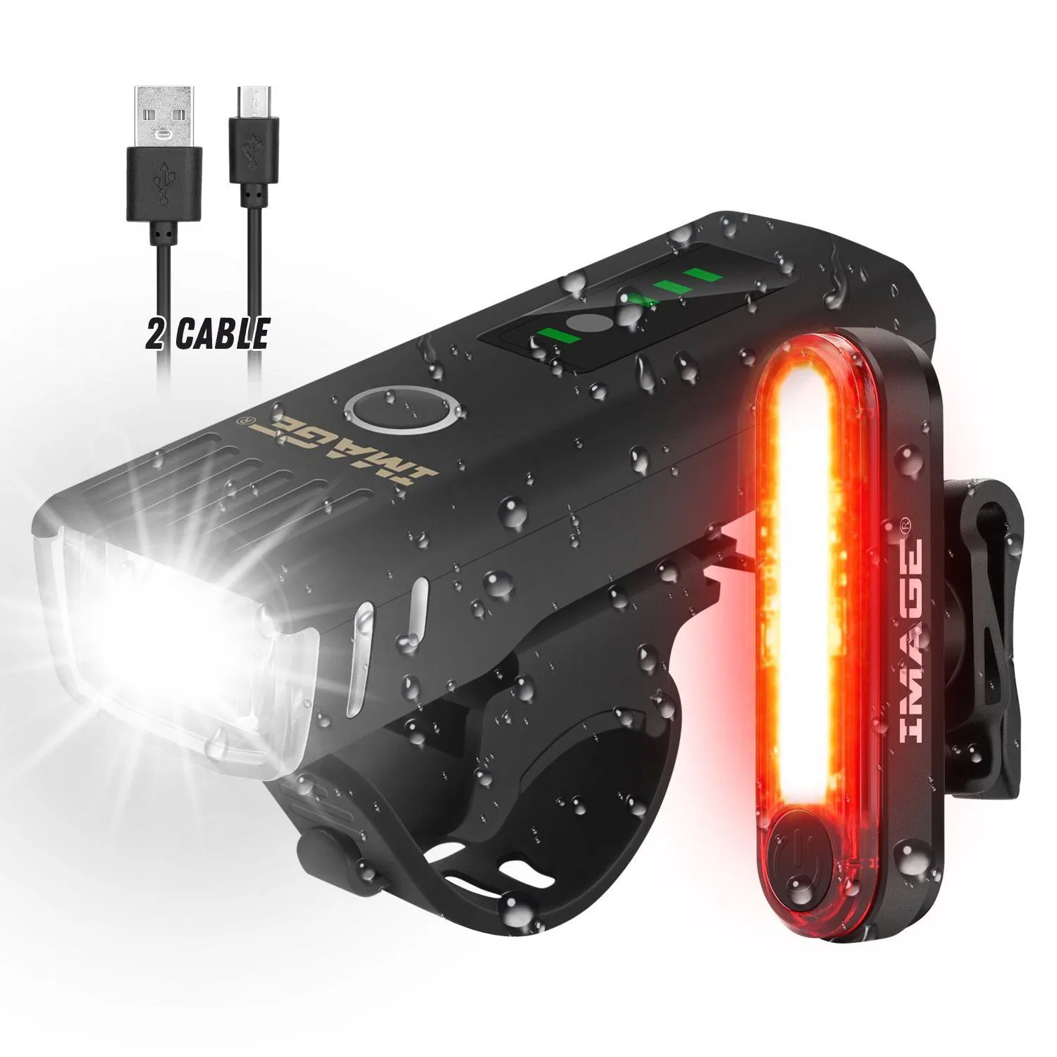 IMAGE Bike Bicycle Light Set with LED Headlights and Rear Lights