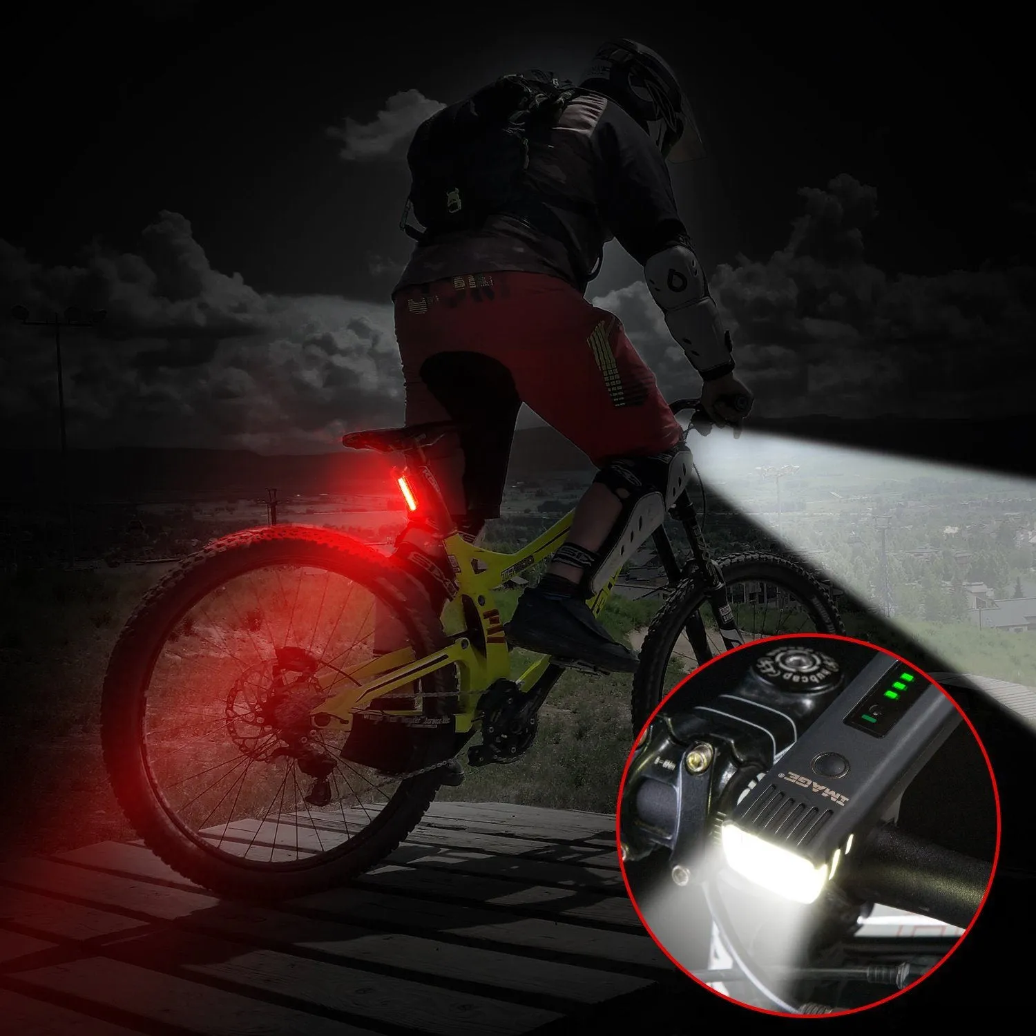 IMAGE Bike Bicycle Light Set with LED Headlights and Rear Lights