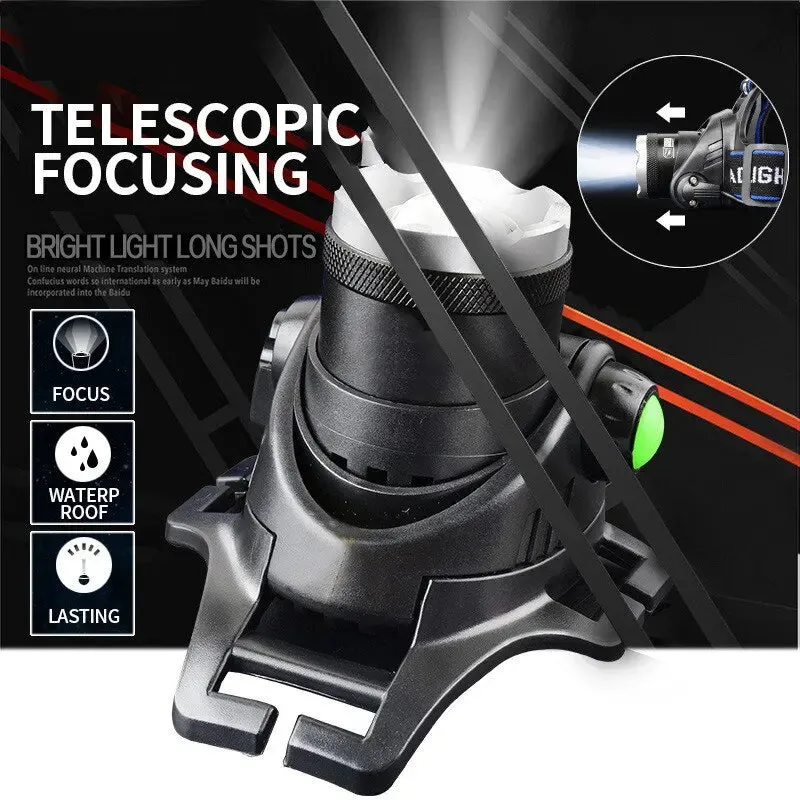 Induction Headlight LED Outdoor T6 Telescopic Zoom Long Range Charging Focusing Strong Light Head Wearing Flashlight