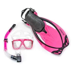 Innovative Scuba Concepts MSF4641 REEF, Adult Snorkel Set, Mask, Fins, Snorkel and Bag , Pink, Small/Medium