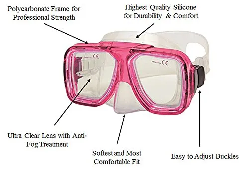 Innovative Scuba Concepts MSF4641 REEF, Adult Snorkel Set, Mask, Fins, Snorkel and Bag , Pink, Small/Medium