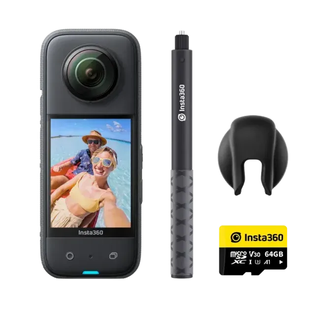 Insta360 X3 64GB Vlog Kit - 360 Action Camera with 5.7K 360, 4K Single-Lens Camera, Waterproof (Refurbished)
