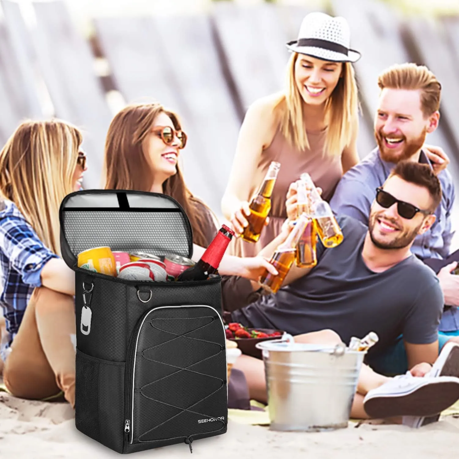 Insulated Cooler Backpack Leakproof Soft Cooler Bag 25 Cans