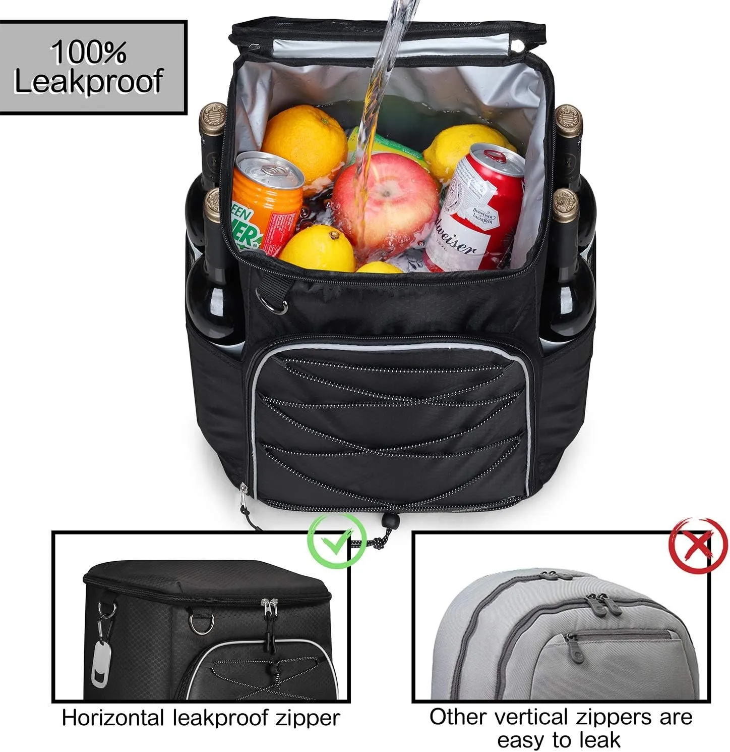 Insulated Cooler Backpack Leakproof Soft Cooler Bag 25 Cans