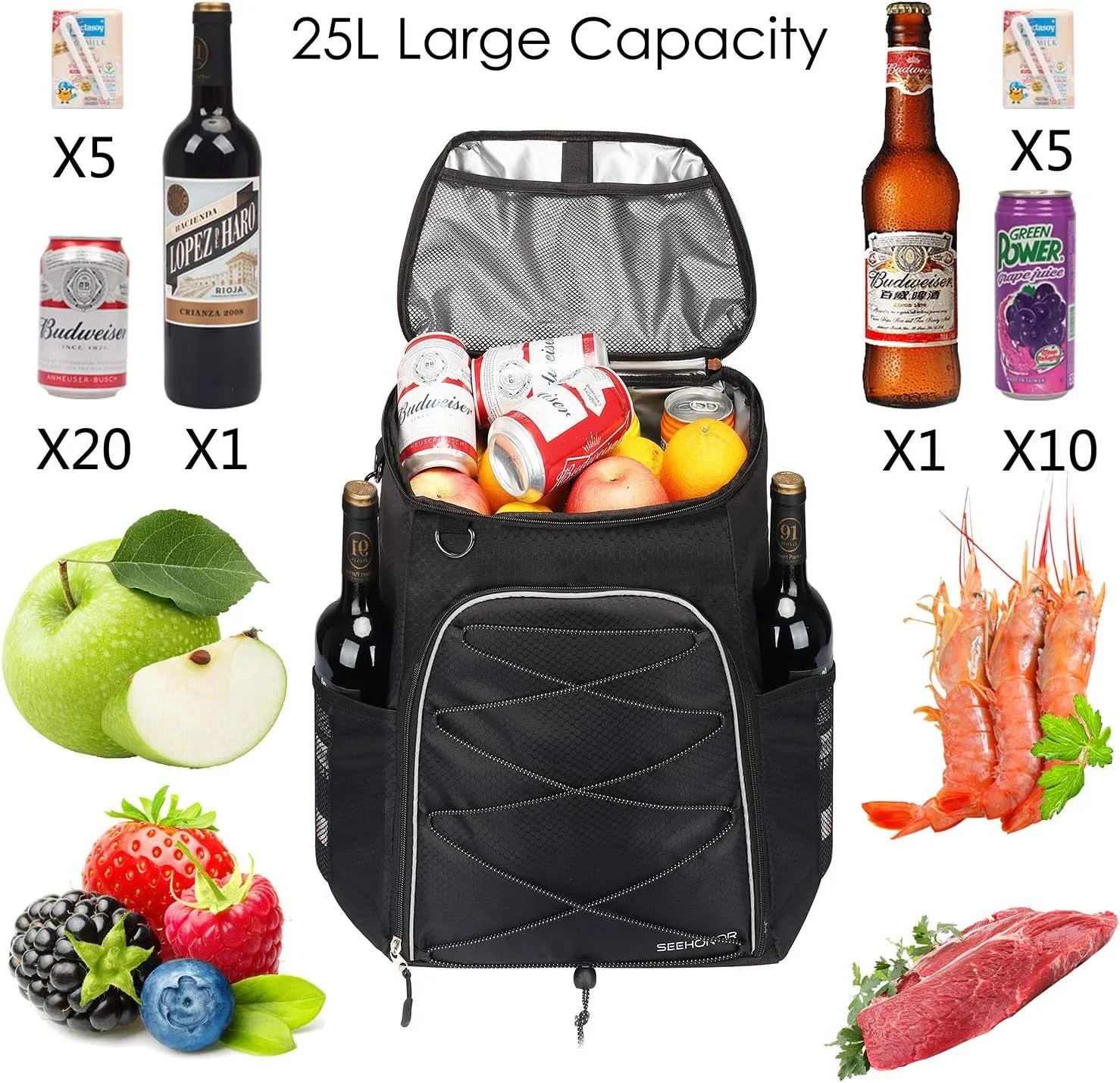 Insulated Cooler Backpack Leakproof Soft Cooler Bag 25 Cans