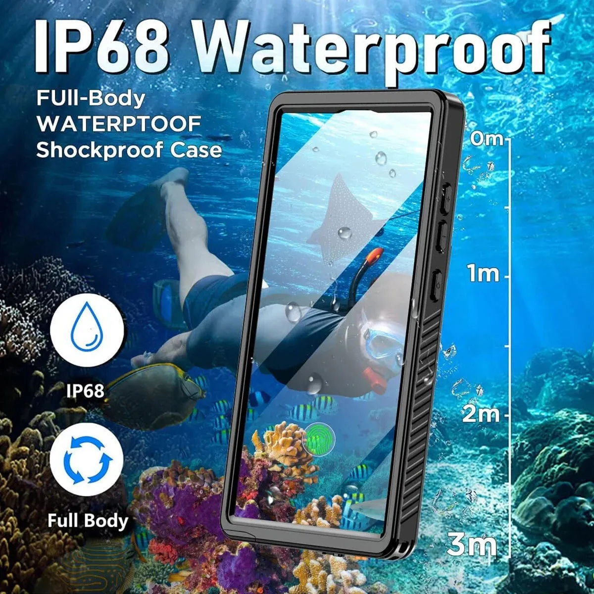 IP68 Shellbox Waterproof Case For Samsung Galaxy S24 S23 S22 Ultra Luxury Metal Swimming Cover