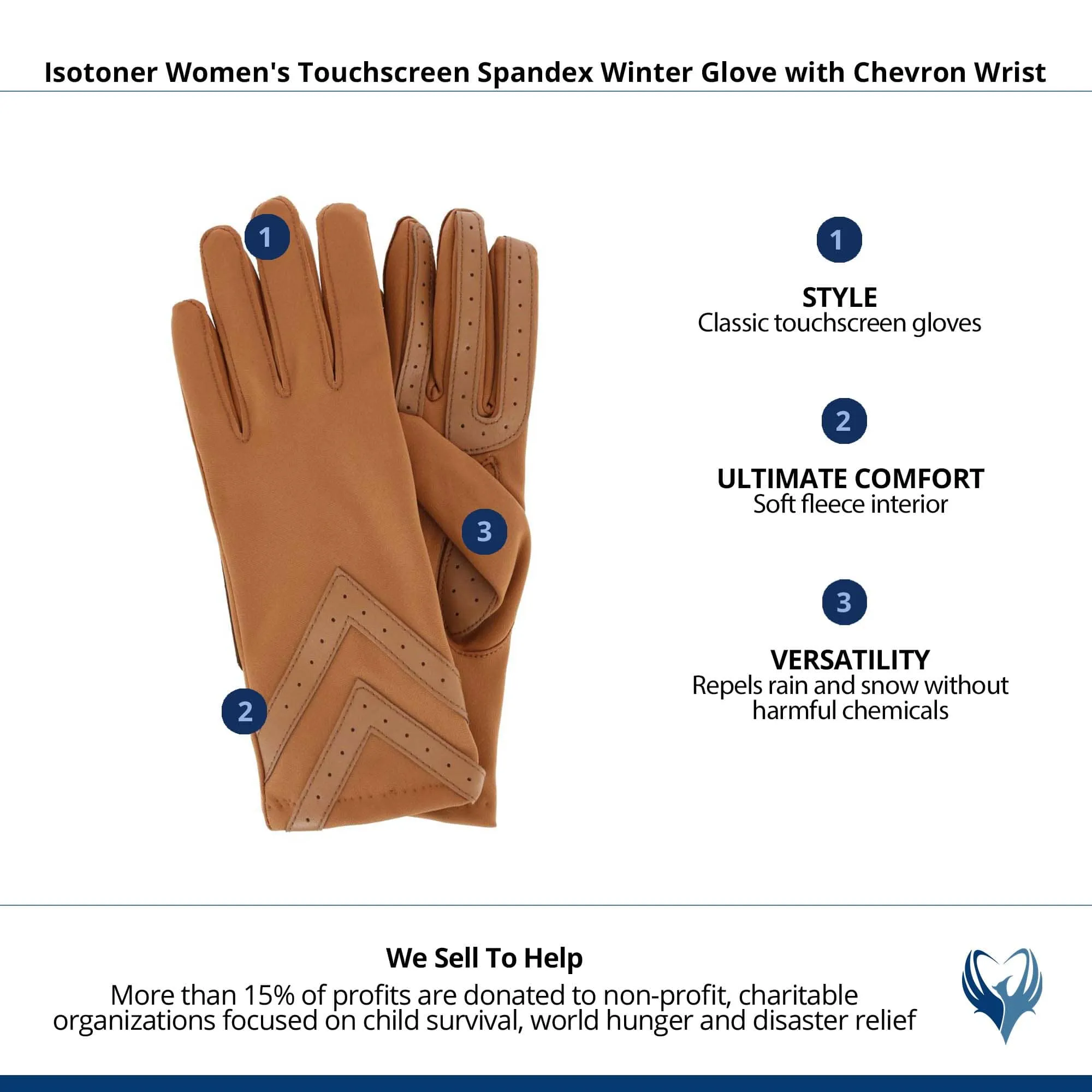 Isotoner Women's Touchscreen Spandex Winter Glove with Chevron Wrist