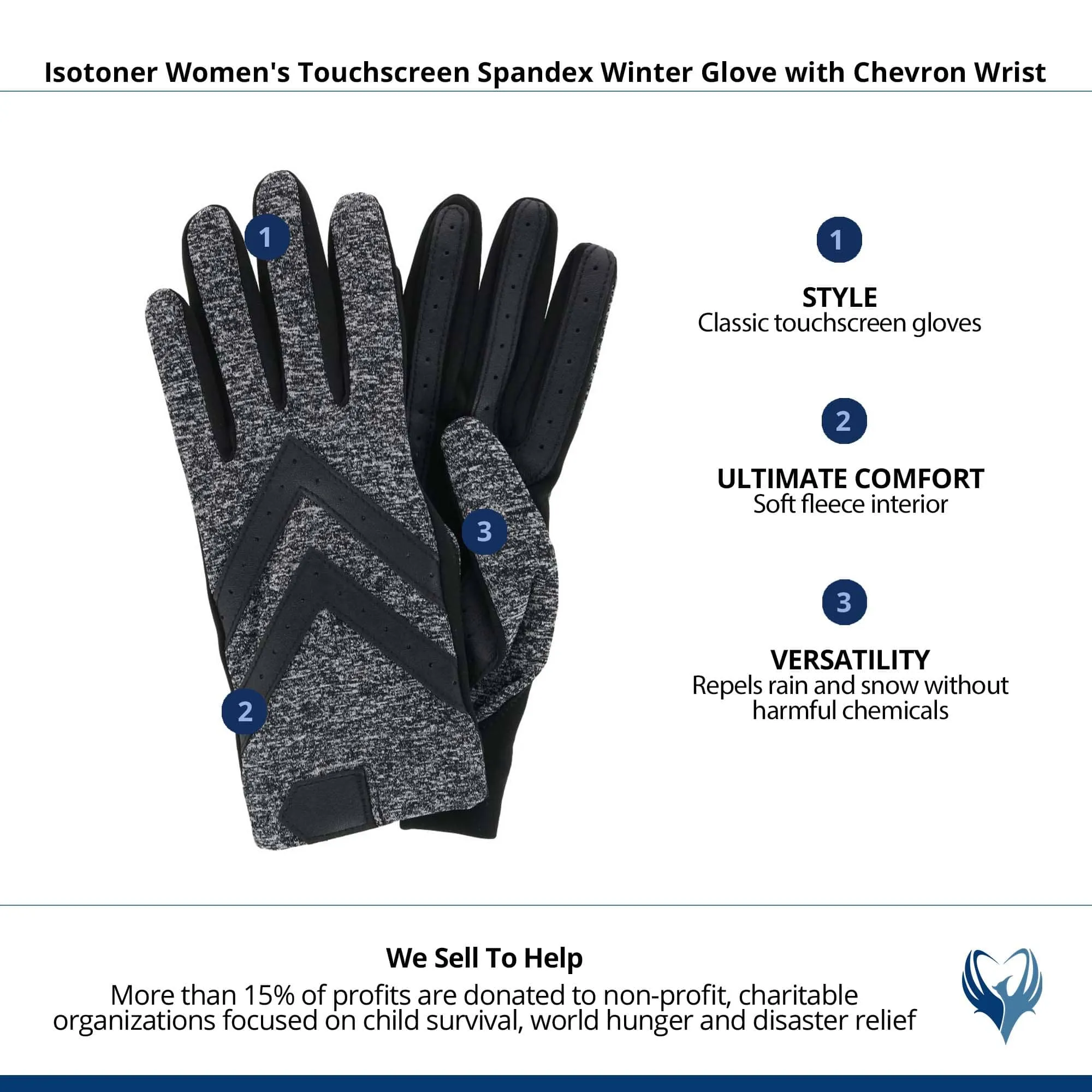 Isotoner Women's Touchscreen Spandex Winter Glove with Chevron Wrist
