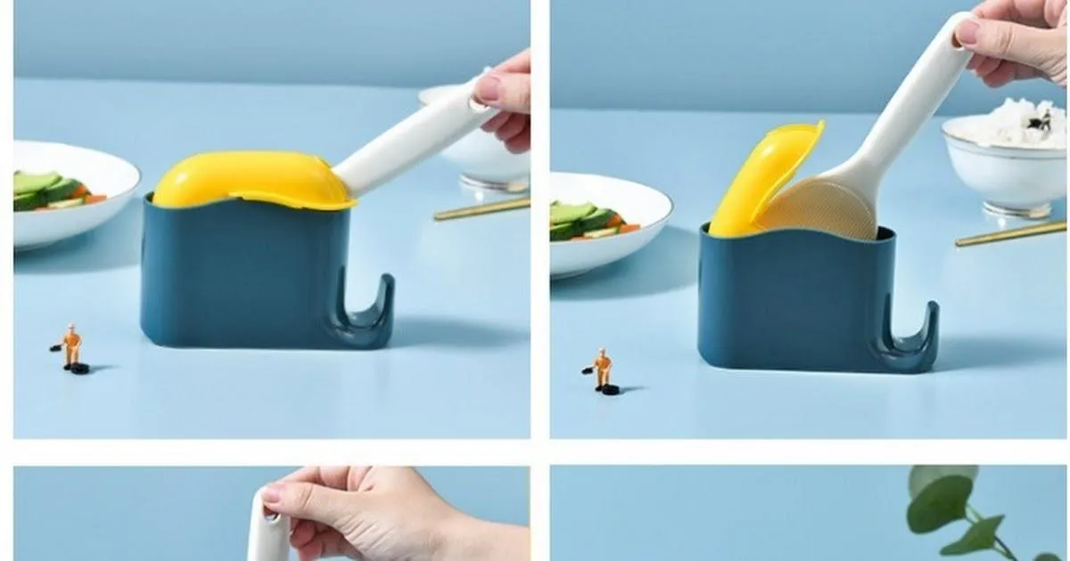 K Kudos Stand-up rice spoon automatic opening and closing dust cover set storage rack household large non-stick rice home cooking pack of 1