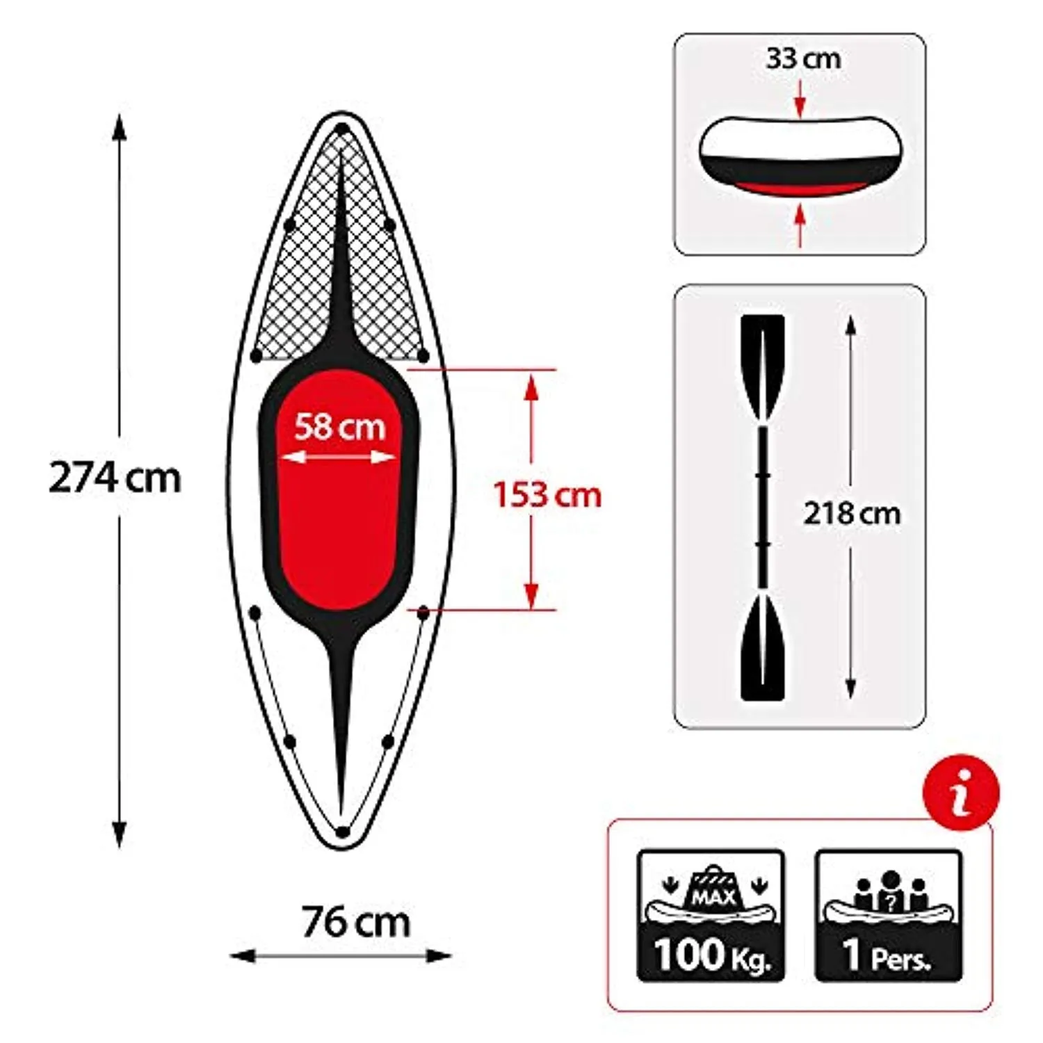 K1 Kayak, 1-Person Inflatable Kayak Set with Aluminum Oars and High Output Air Pump