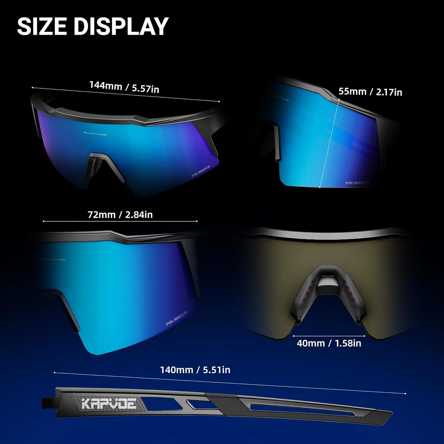 KAPVOE Youth Adult Baseball Sunglasses Polarized Cycling Glasses MTB Sports Mountain Bike Running Triathlon - K9023