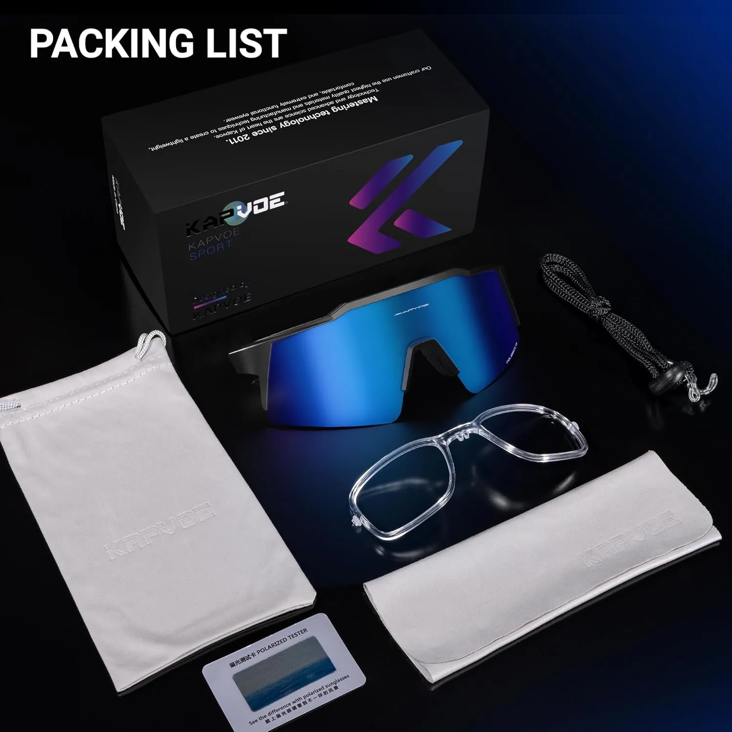 KAPVOE Youth Adult Baseball Sunglasses Polarized Cycling Glasses MTB Sports Mountain Bike Running Triathlon - K9023