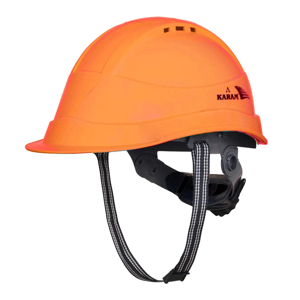 Karam Safety Helmet with protective Peak with Rachet type Adjustment and Ventilators