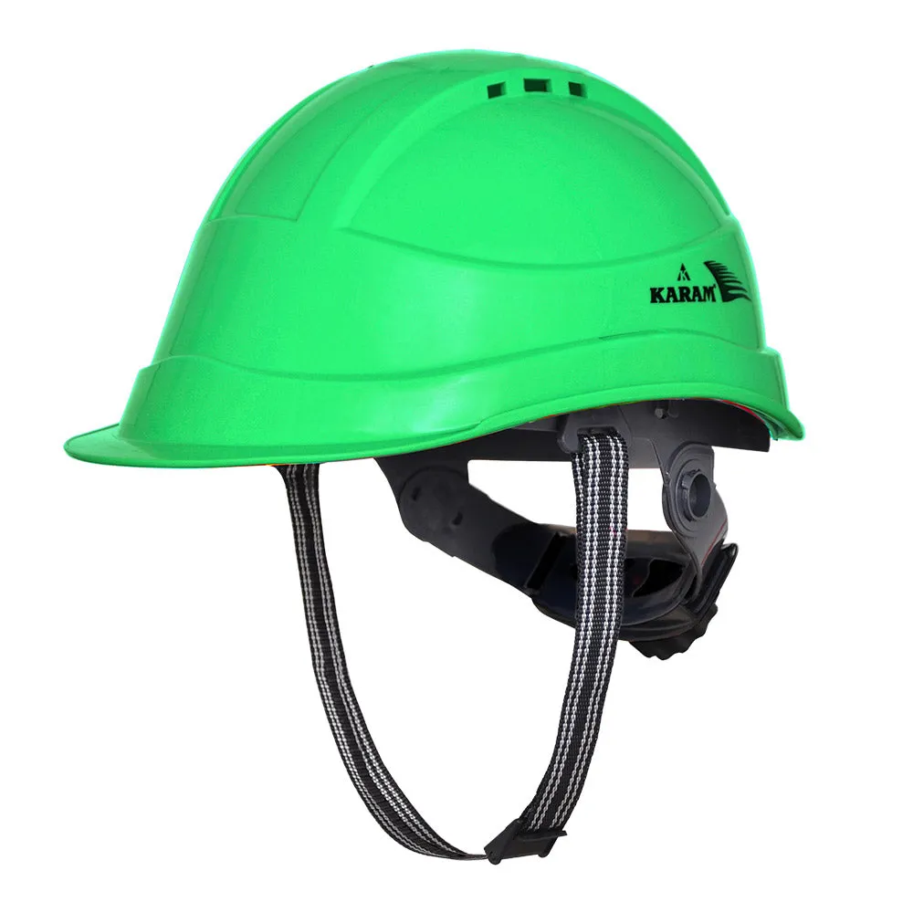 Karam Safety Helmet with protective Peak with Rachet type Adjustment and Ventilators