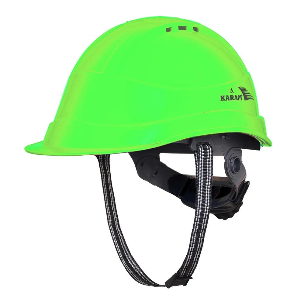 Karam Safety Helmet with protective Peak with Rachet type Adjustment and Ventilators