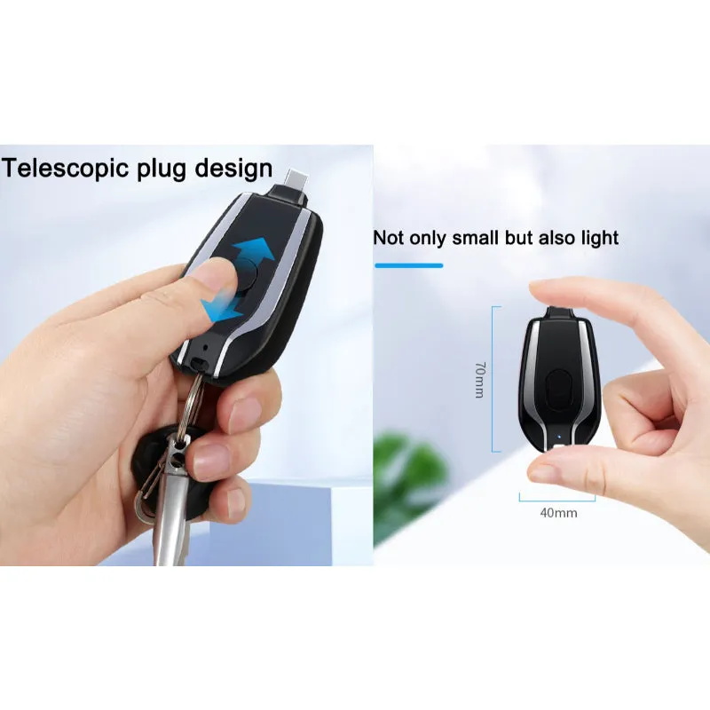 Keychain Emergency Charger With Type-C Fast Charging 1500mAH