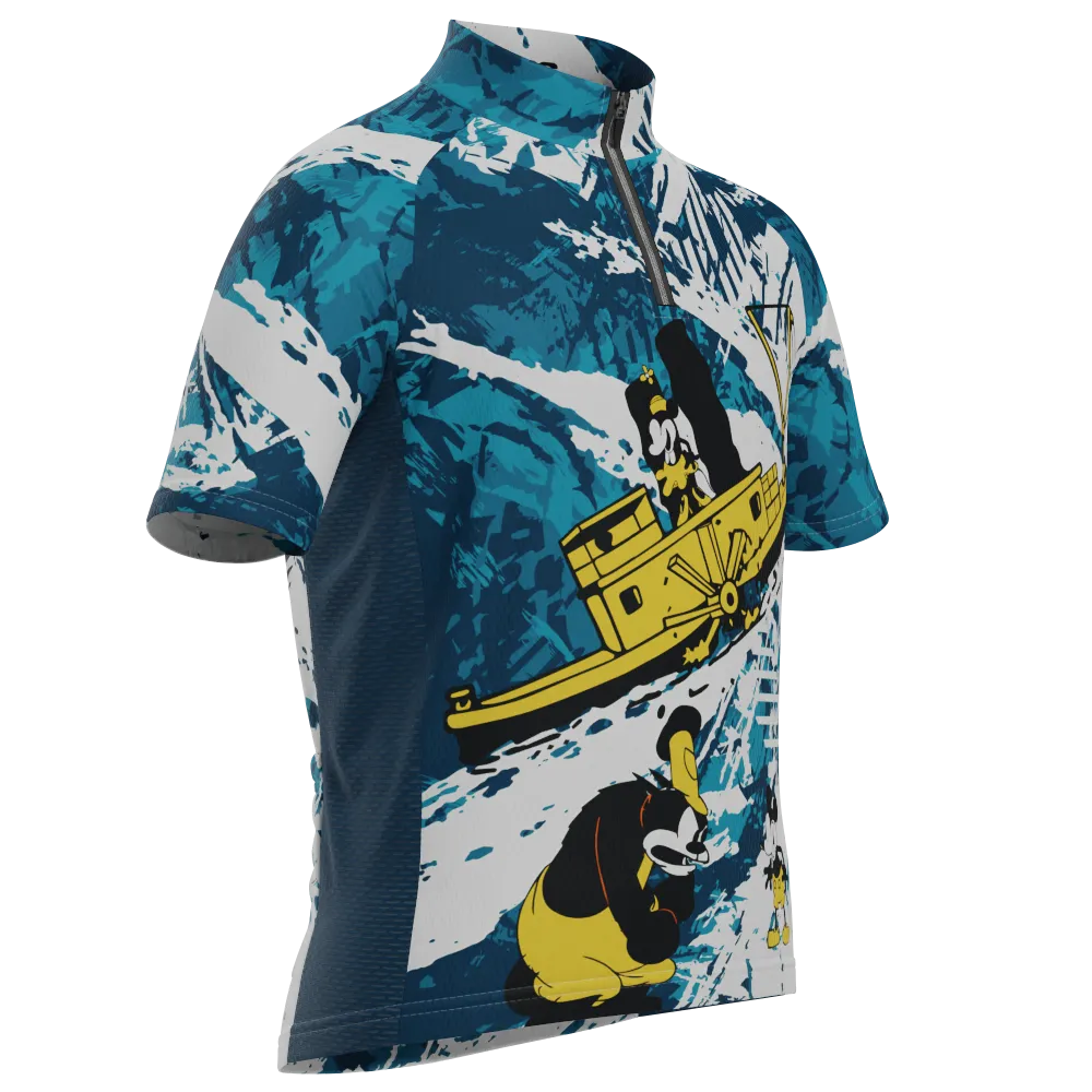 Kid's Steamboat Willie In The Sea Short Sleeve Cycling Jersey