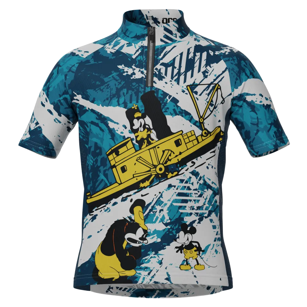 Kid's Steamboat Willie In The Sea Short Sleeve Cycling Jersey