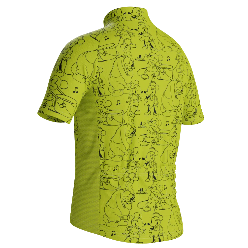 Kid's Steamboat Willie Sketches Short Sleeve Cycling Jersey