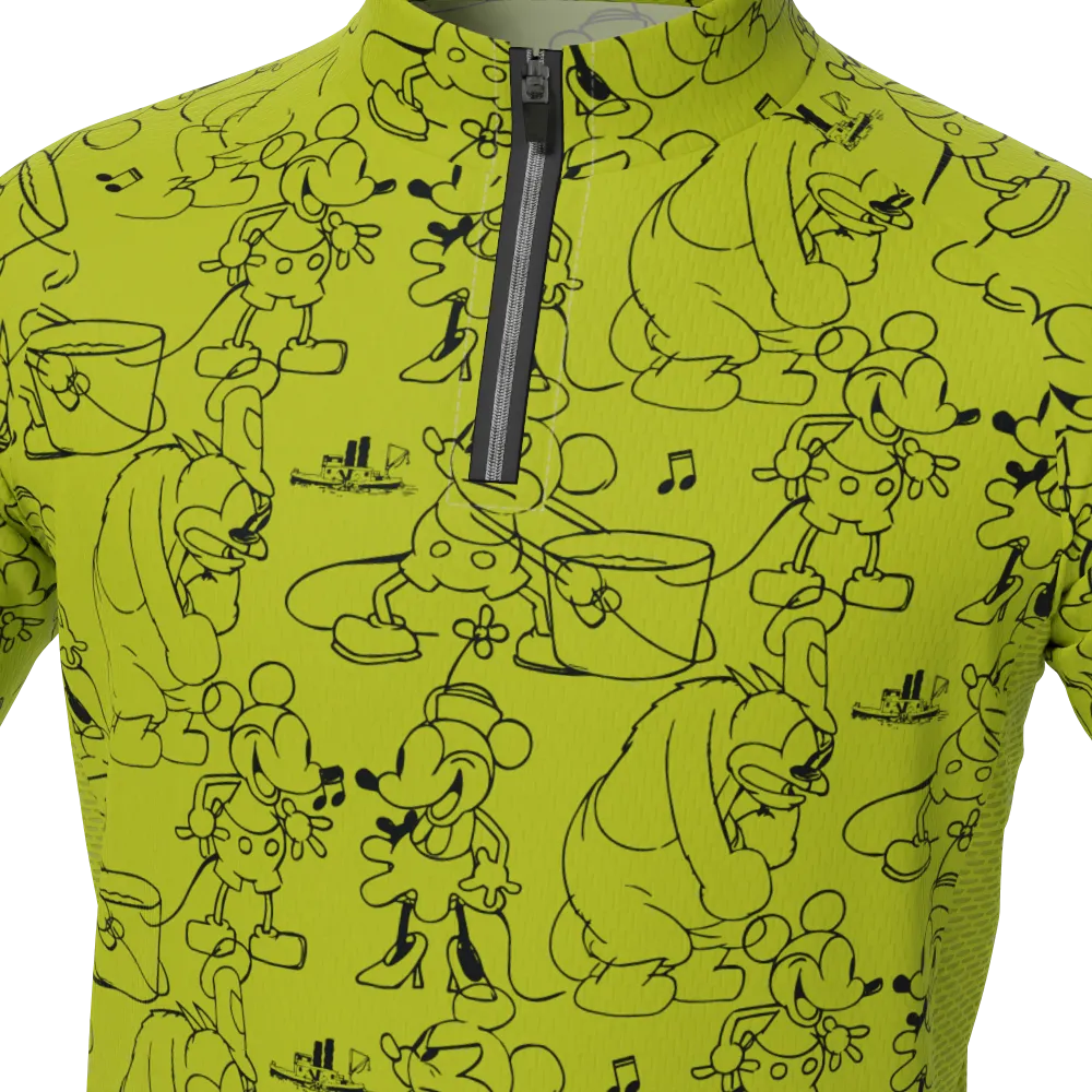Kid's Steamboat Willie Sketches Short Sleeve Cycling Jersey