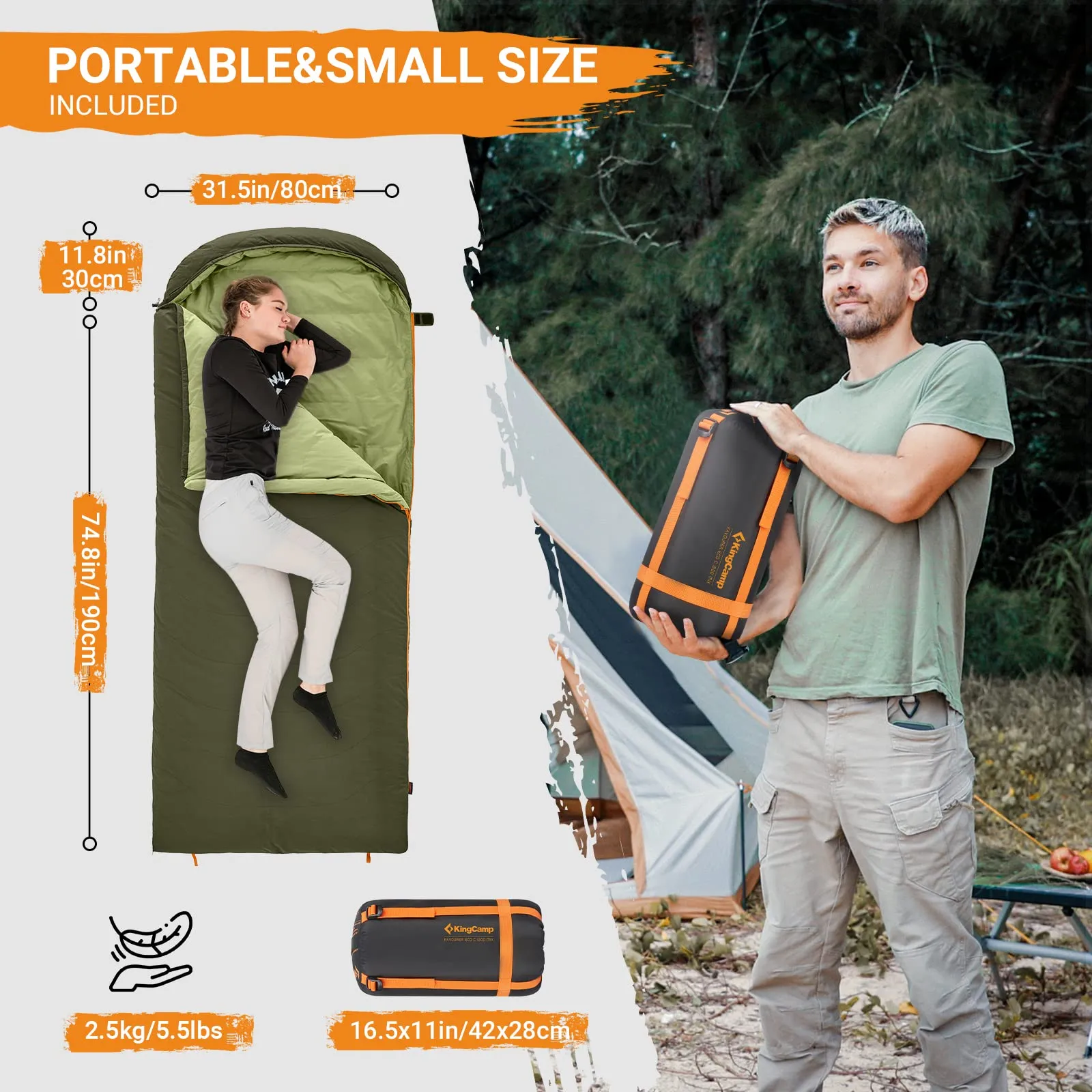 KingCamp 0 Degree Recycled Down & Cotton Sleeping Bag