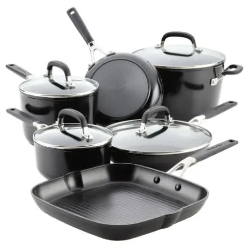 Kitchenaid Hard Anodized Nonstick Cookware Set - 10 pcs - Onyx Black