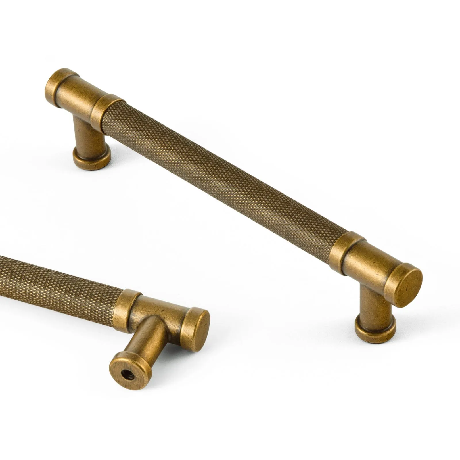 Knurled Metal Alloy Vintage Bronze Bar Pull Kitchen Hardware