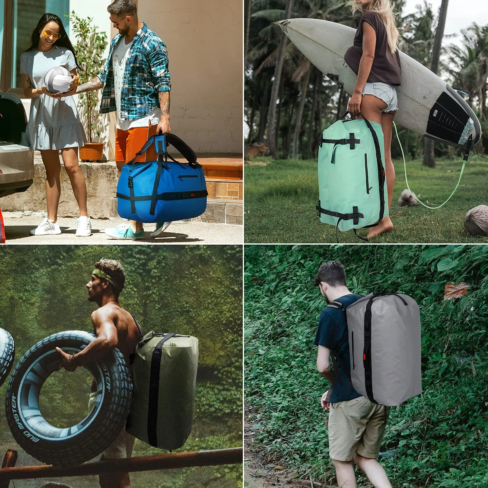 Large Waterproof Duffel Bag Rolltop Dry Duffle Backpack