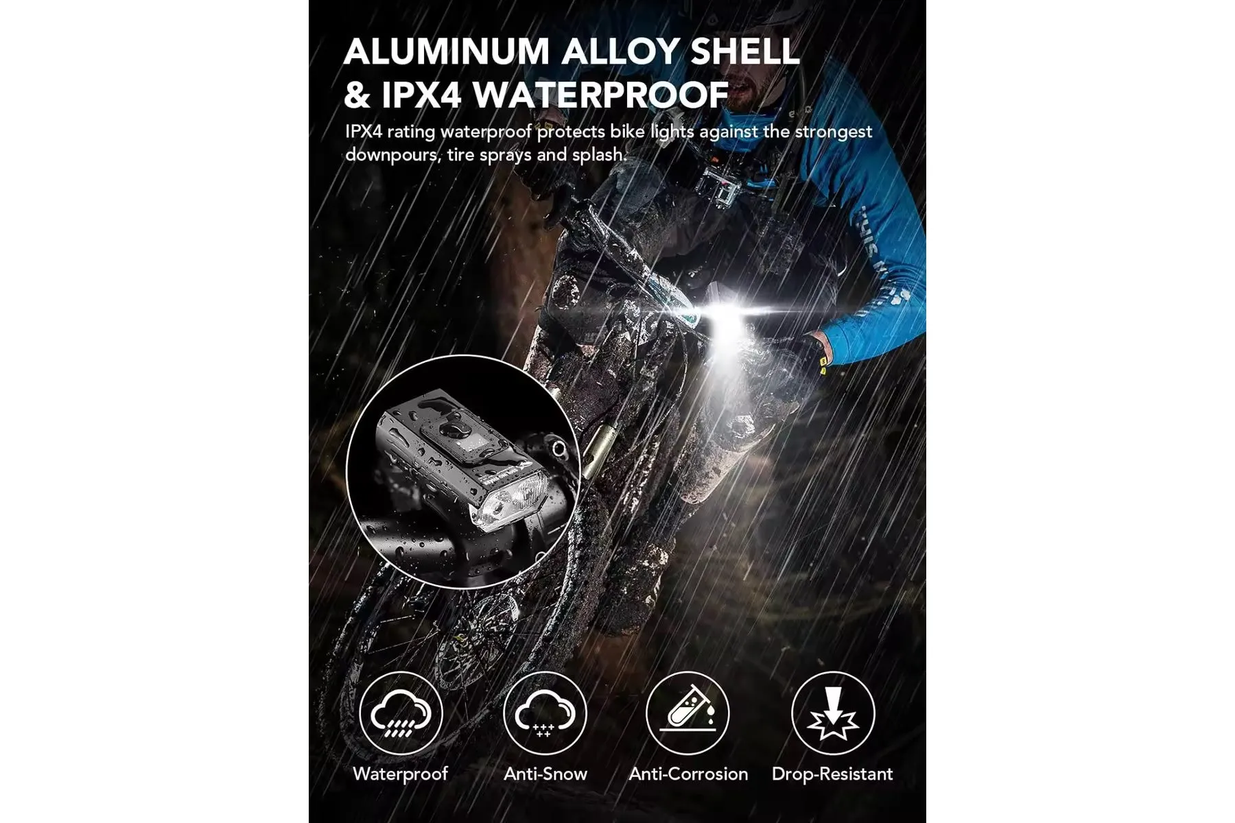 LED Bike Front Clip Light IPX6 Waterproof USB Rechargeable