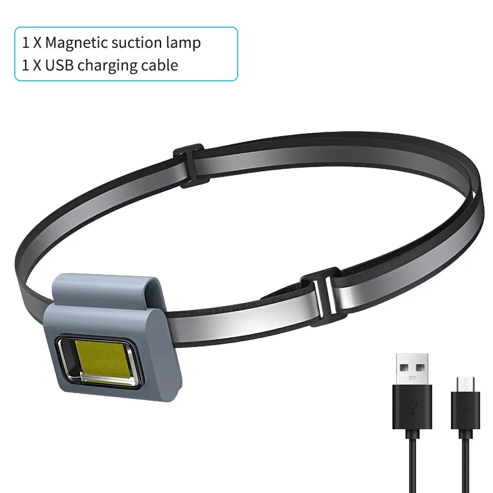 LED Running Headlight Outdoor Backpack Safety Silicone Clip Mode Walking Flashlight For Night Portable Magnetic Emergency Lamp