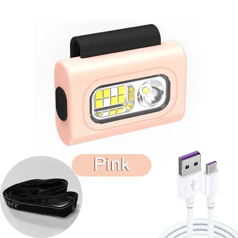 LED Running Headlight Outdoor Backpack Safety Silicone Clip Mode Walking Flashlight For Night Portable Magnetic Emergency Lamp