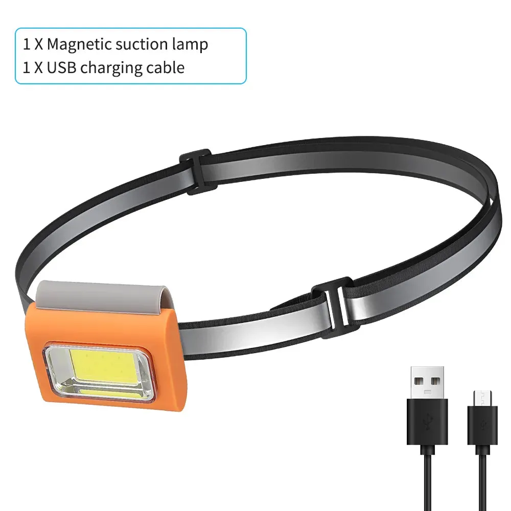 LED Running Headlight Outdoor Backpack Safety Silicone Clip Mode Walking Flashlight For Night Portable Magnetic Emergency Lamp
