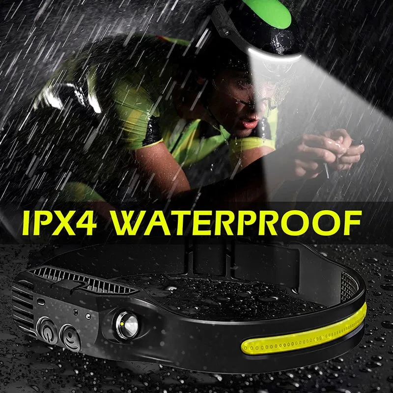 LED Sensor Headlamp 5 Lighting Modes Built-in Battery USB Rechargeable Headlight Led Head Torch Camping Fishing Searchlight Lamp