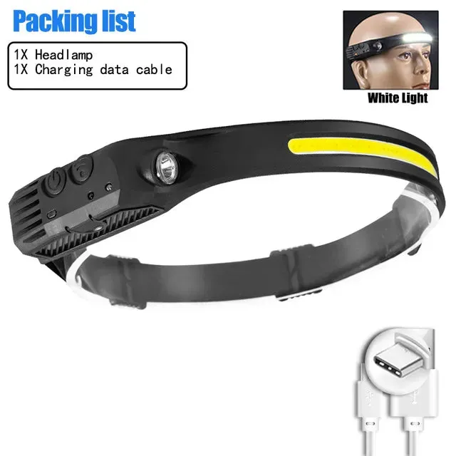 LED Sensor Headlamp 5 Lighting Modes Built-in Battery USB Rechargeable Headlight Led Head Torch Camping Fishing Searchlight Lamp