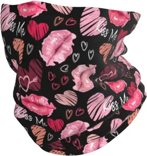 Lips In A Watercolor Style And Hearts Neck Gaiter Elastic Balaclavas Face Mask Multi-Function Tube Bandana For Men Women Pattern-111