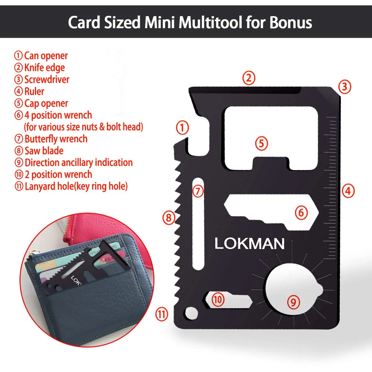 LOKMAN 14 in 1 Stainless Steel Multitool for Camping, Survival Kit, Outdoors, Car Emergency with Hammer, Axe, Knife, Plier, Screwdrivers,Wrench, Bottle Opener  - Thanks Giving Gift for Father