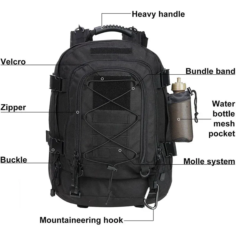 LQARMY 60L Military Backpack – Waterproof Molle Assault Rucksack for Outdoor Hiking, Camping, and Travel