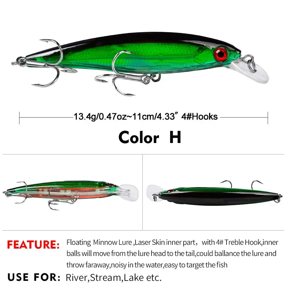 Lureswholesale® 11cm 13.4g 10 Colors Bionic Fishing Minnow Lures