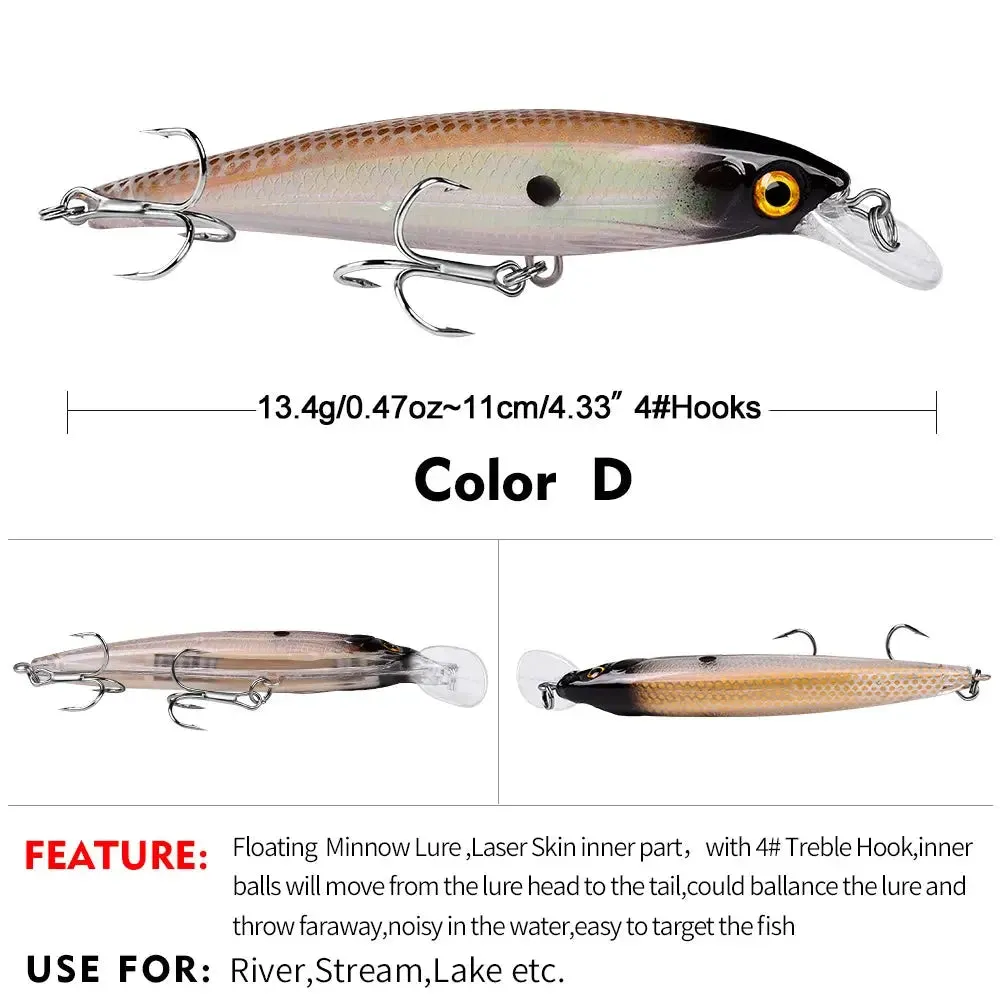 Lureswholesale® 11cm 13.4g 10 Colors Bionic Fishing Minnow Lures