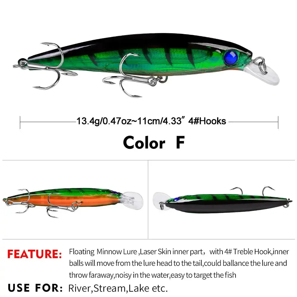 Lureswholesale® 11cm 13.4g 10 Colors Bionic Fishing Minnow Lures