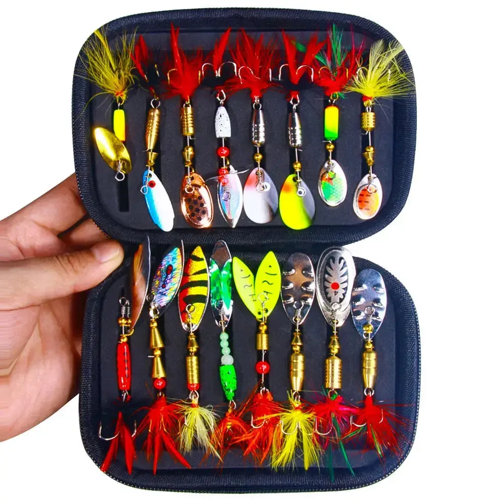 Lureswholesale® 16pcs/set Multicolor Metal Spinner Lures