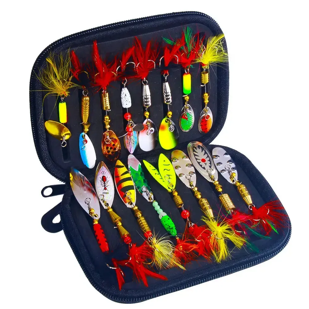 Lureswholesale® 16pcs/set Multicolor Metal Spinner Lures