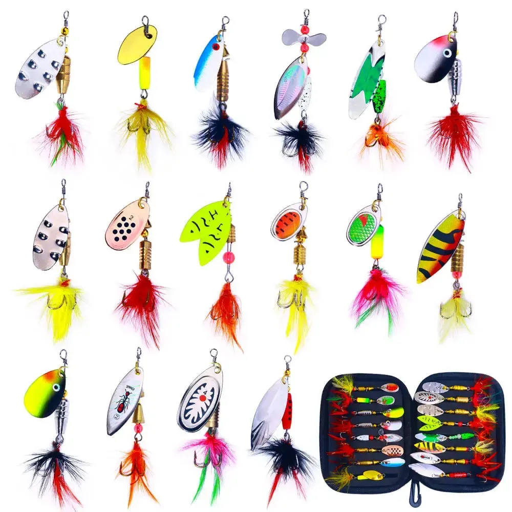 Lureswholesale® 16pcs/set Multicolor Metal Spinner Lures