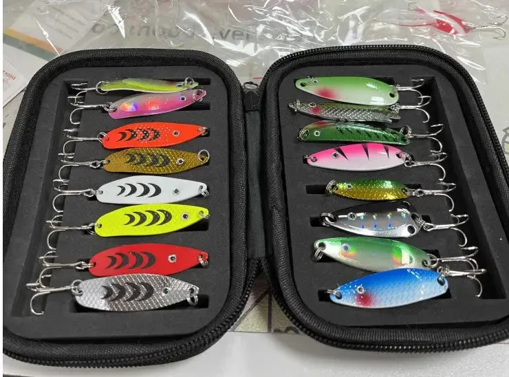 Lureswholesale® 16pcs/set Multicolor Metal Spinner Lures